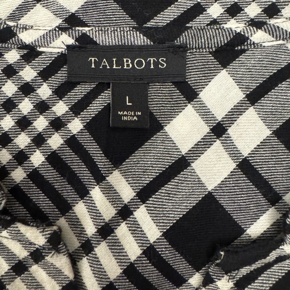 Talbots Black and White Plaid Long Sleeve Shirt size large - Picture 2 of 2
